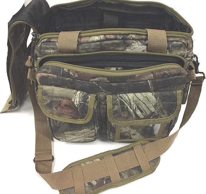 Explorer ® 8 Pistol Tactical Range Go Bag Assault Gear Hiking EDC Camera Bag MOLLE Modular Deployment Compact Utility Military Surplus Gear (Mossy Oak Khaki Trim)
