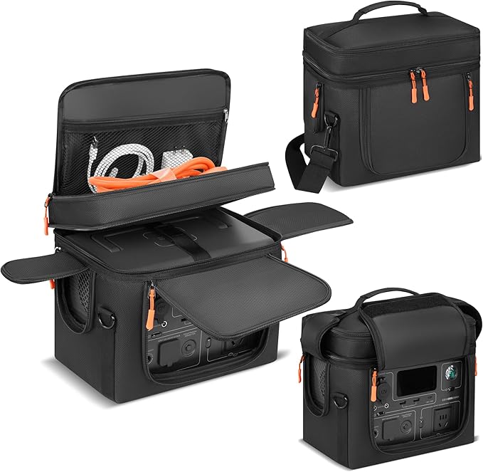 Carrying Case Compatible with BLUETTI EB3A/AC2A/AC2P/Elite 30 V2 Power Station Travel Bag Padded with Multi-pockets for Accessories Protective Cover Storage Bag with Shoulder Strap &amp Handle