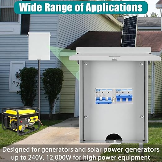 50 Amp 3 Pole Generator Manual Transfer Switch 208-240V 12000W Transfer Switch for Home Generator and Solar Power Systems Meeting NEMA 3R Standards for Outdoor and Indoor with Ground (50A-3P)