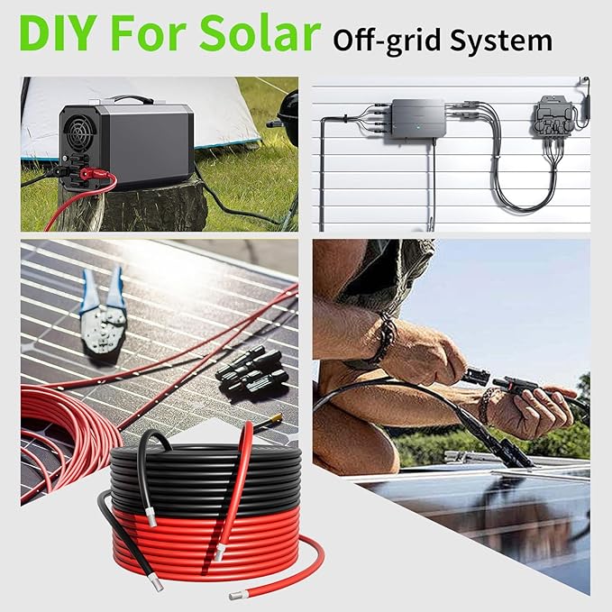 200Ft Solar Panels Extension Cables 6mm² PV Cable Without Connectors IP68 Waterproof 10AWG Solar Wire