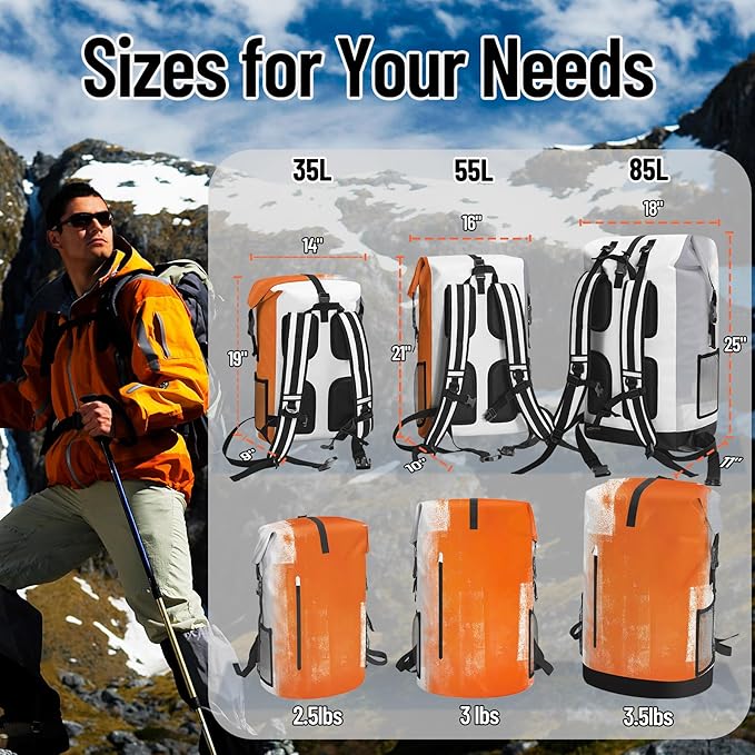 Waterproof Dry Bag Heavy Duty Marine Dry Bags for Kayaking Hiking Orange Gray Abstract Art Painting Backpack Roll-Top Closure Bag - Backpack Waterproof Phone Case 35L/55L/85L