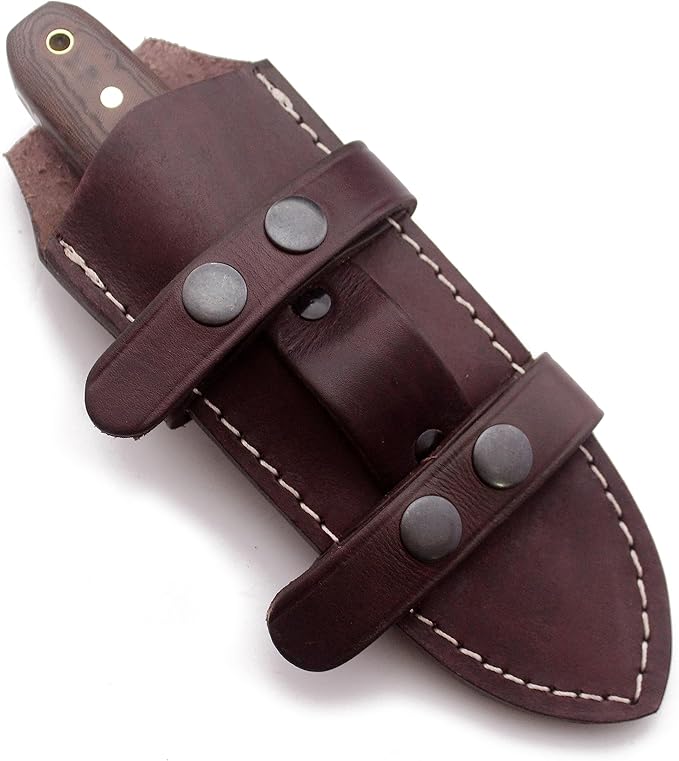 GCS Handmade Micarta Handle D2 Tool Steel Tactical knife Hunting Knife DaggerKnife with leather sheath Full tang blade designed for Hunting &amp EDC GCS 187 Brown