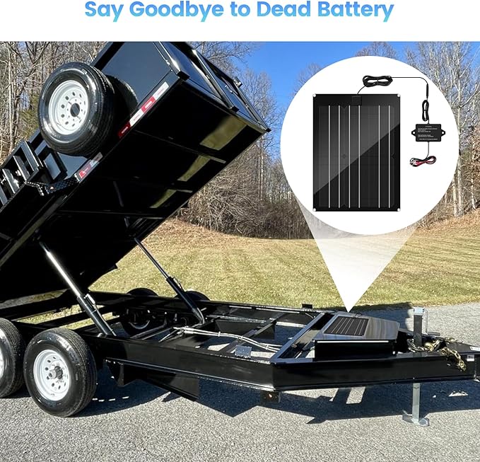 Solar Battery Charger Maintainer Zuomeng 15W Solar Panel Kit for Dump Trailer Built-in Maintenance Pulse &amp Intelligent MPPT Charge Controller Waterproof Suitable for 12V Lead-Acid Battery