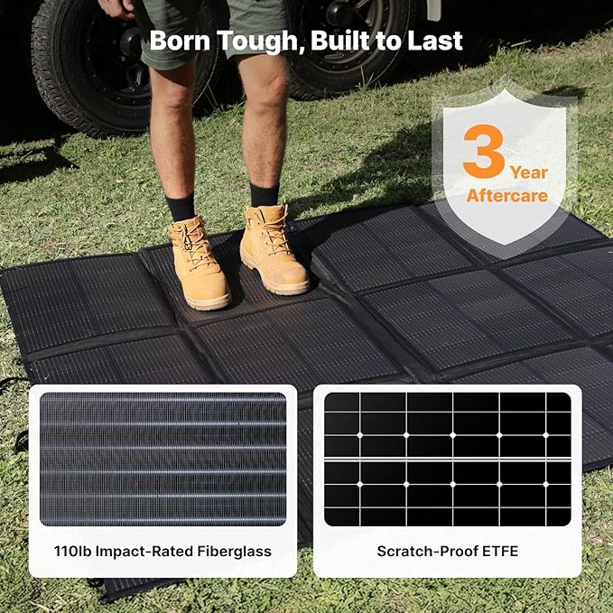 440W Portable Solar Panel 17.2lbs Foldable SolarBag Splits 2×220W Solar Blanket 25% High Efficiency Lightweight Solar Panel Charger for Camping RV SUV Marine Off Grid