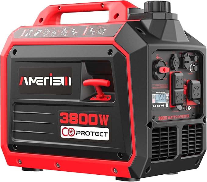 AMERISUN 3800W Portable Inverter Generator with CO Protect Gas Powered Super Quiet and 30A for RV-Ready for Camping Home Emergency Use Tailgating