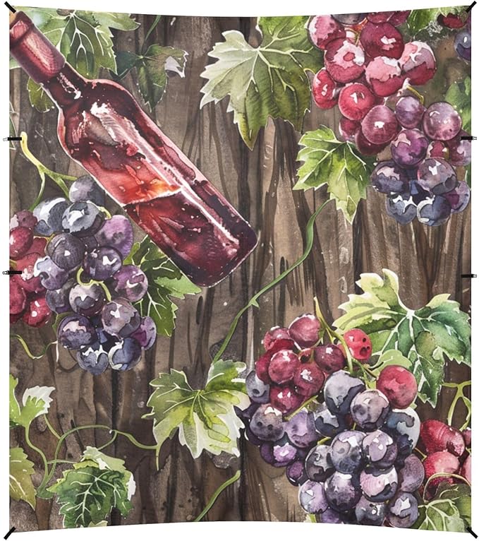 ALAZA Watercolor Red Wine Bottle Wooden Grapes Seamlss Beach Tent Sun Shelter Portable Canopy Sunshade for Outdoor Camping Picnics Backyard Fun 10x9 ft