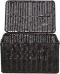 Angoily Lidded Storage Basket 33x22.5x18.5cm Simulated Rattan Woven Closet Organizer Storage Bin for Clothing