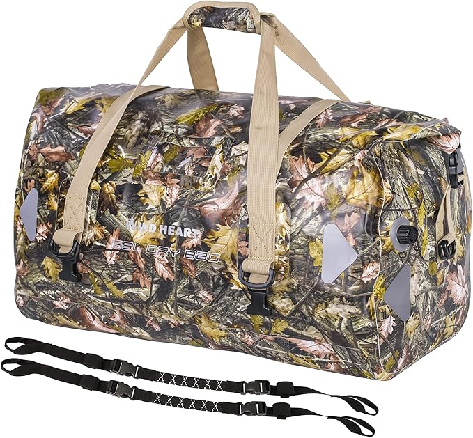 WILD HEART Waterproof Motorcycle Duffel Bag PVC500D Double-bottom With Rope Straps and Inner Pocket 40L 66L 100L for Kayaking Camping BoatingMotorcycle
