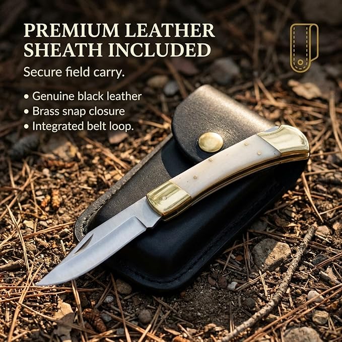 MAZEDAZE Folding Knife Handmade Self Defense Weapons Pocket Knife for Men Premium Survival Knife with Ebony Ergonomic Handle Made With Camel Bone Tactical Knife for Hunting Campaign and Skinning