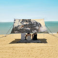ALAZA Two Wolf Huge Beach Tent Sun Shelter Portable Canopy Sunshade for Outdoor Camping Picnics Backyard Fun 10x9 ft