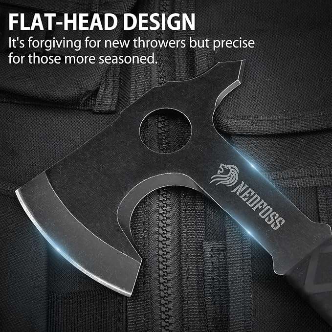 NedFoss Throwing Axe Set 10.2'' Full Tang Throwing Hatchet with Sheath Updated TPR Rubber Wrapped Handle Perfect for Competition and Recreation