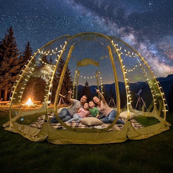 Pop Up Bubble Tent15 x 15 ft Outdoor Greenhouse Clear Camping Shelters8-12 Persons Igloo TentPVC 540°Degree Fully TransparentWeatherproof and Cold Protection Portablefor Patio and Backyard