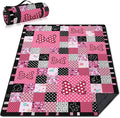 Pink Picnic Blankets Waterproof Foldable 60″X80″ Checkered Thick Picnic Mat Outdoor Blanket for Grass Cute Beach Blanket Sandproof Picnic Accessories for Camping Party Park Girls Gifts