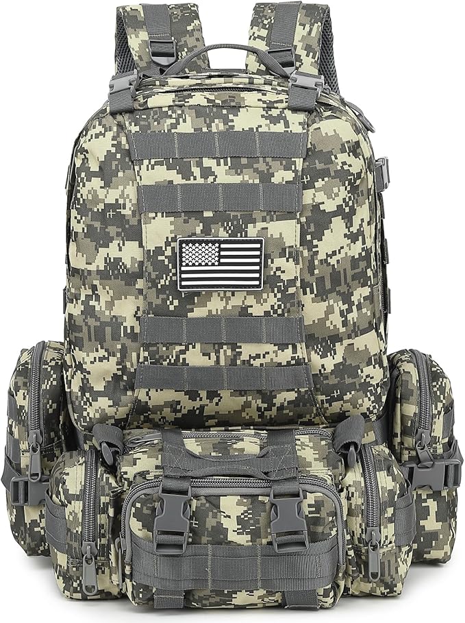 Tactical Backpack for Men Women Large Waterproof Military Backpack Detachable Molle Backpack Army Assault Pack (ACU Camo)