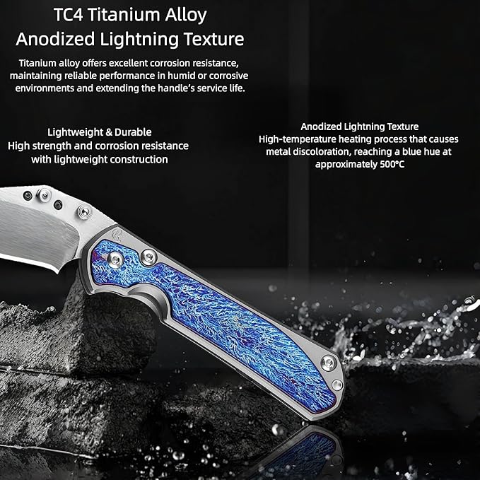 Pocket Knife Hunting Knives &amp Tools Knifes HRC 61 Titanium Alloy Handle Folding Knife Outdoor Knife Gifts for Hunters Men who have Everything Men Gifts