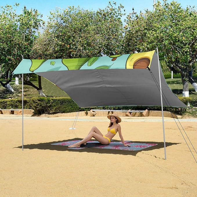 ALAZA Avocado on Blue Beach Tent Sun Shelter Portable Canopy Sunshade for Outdoor Camping Picnics Backyard Fun 10x9 ft