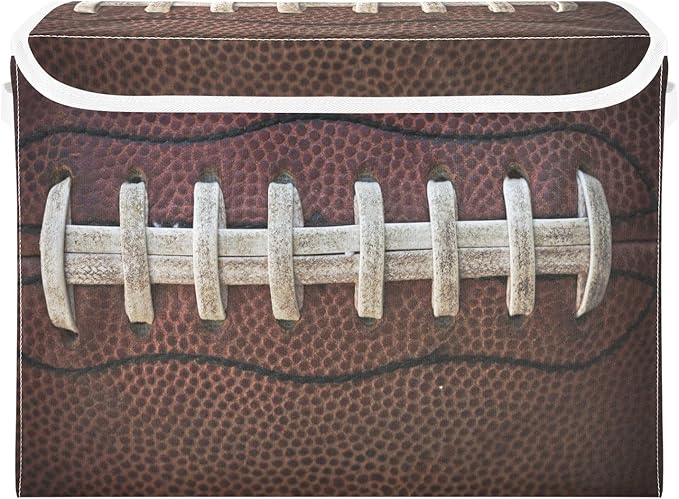 Storage Bins with Lids American Football Laces Foldable Storage Boxes with Handles Sport Ball Large Storage Basket Collapsible Organizer Containers for Closet Home Bedroom Office