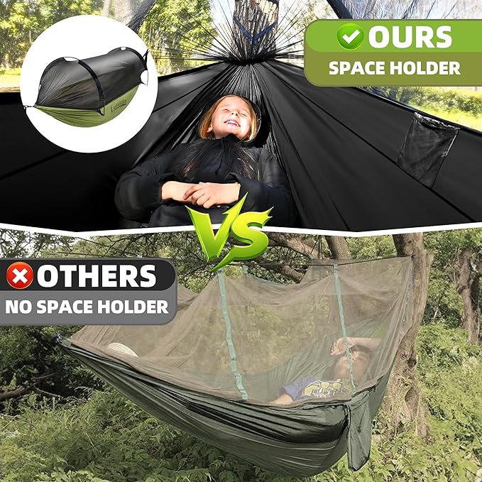 Lulladle Camping Hammock - (Double/Single) Hammock Portable with Tree Straps and with Mosquito NetNylon Hanging Hammock Easy Setup and Pack for Outdoor Hiking and Backyard