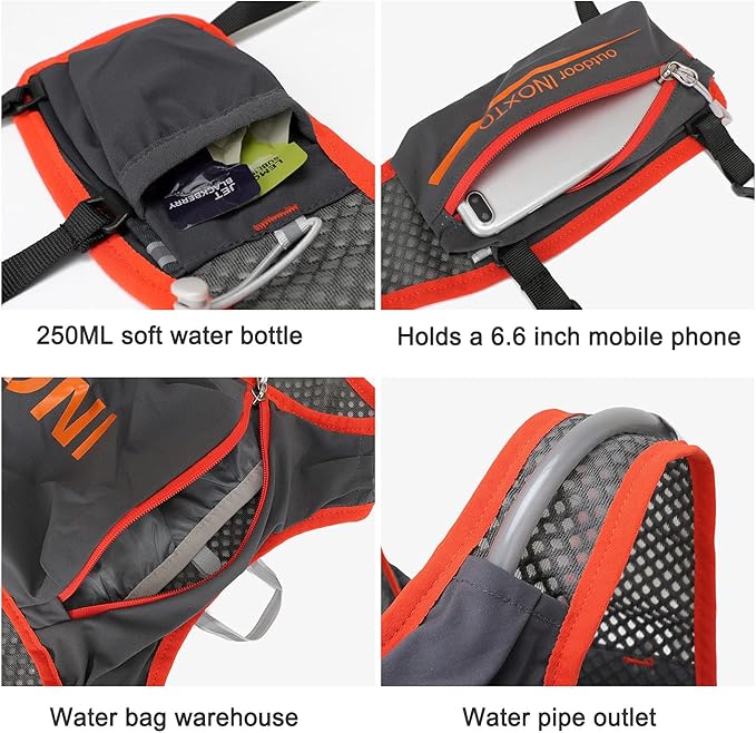 INOXTO Running Hydration Vest BackpackLightweight Insulated Pack with 1.5L Water Bladder Bag Daypack for Hiking Trail Running Cycling Race Marathon for Women Men