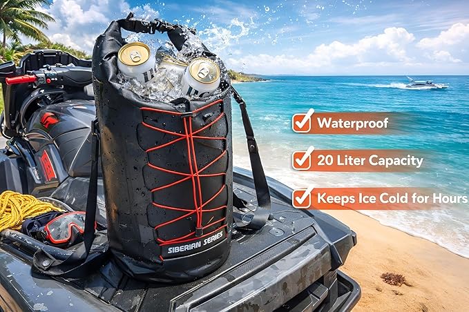 Marine Grade Waterproof Backpack Insulated Cooler Bag - Camping Diving Kayaking Boating Beach Travel Picnic Food and Beverage Siberian Series (20 Liter/5.3 Gallon)