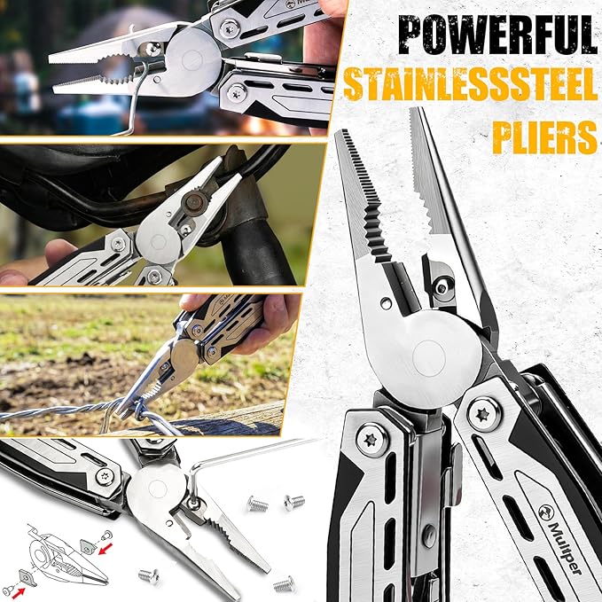 Multper Multitool Pliers MP003AB 21-in-1 Stainless Steel Multi Tool with Pocket Knife Screwdriver Self-locking Pliers for SurvivalOutdoor Camping FishingHiking Simple Repair Gifts for Men