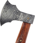 Ragnild FWM Viking Style Handmade Damascus Axe with Wood and Inlaid Brass Handle