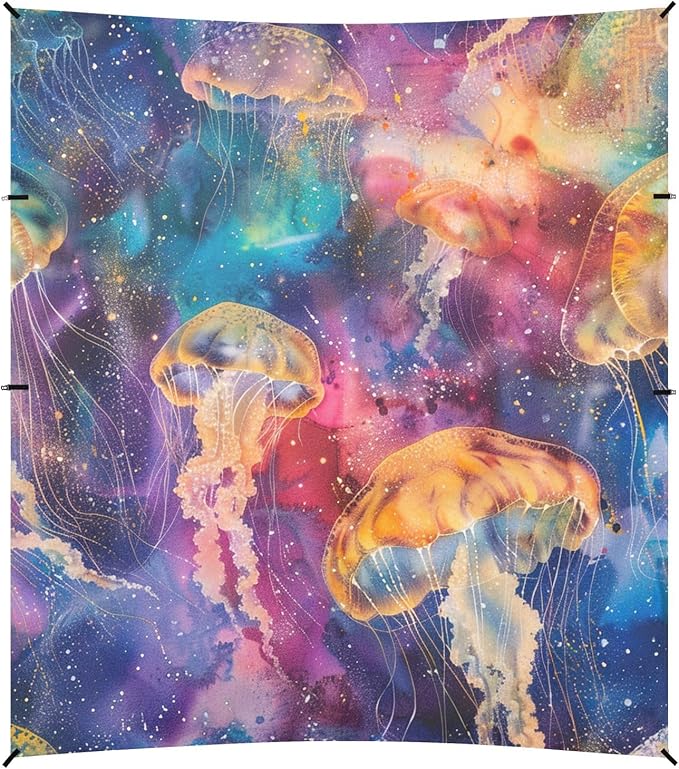 ALAZA Jellyfish Watercolor Nebula Beach Tent Sun Shelter Portable Canopy Sunshade for Outdoor Camping Picnics Backyard Fun 10x9 ft