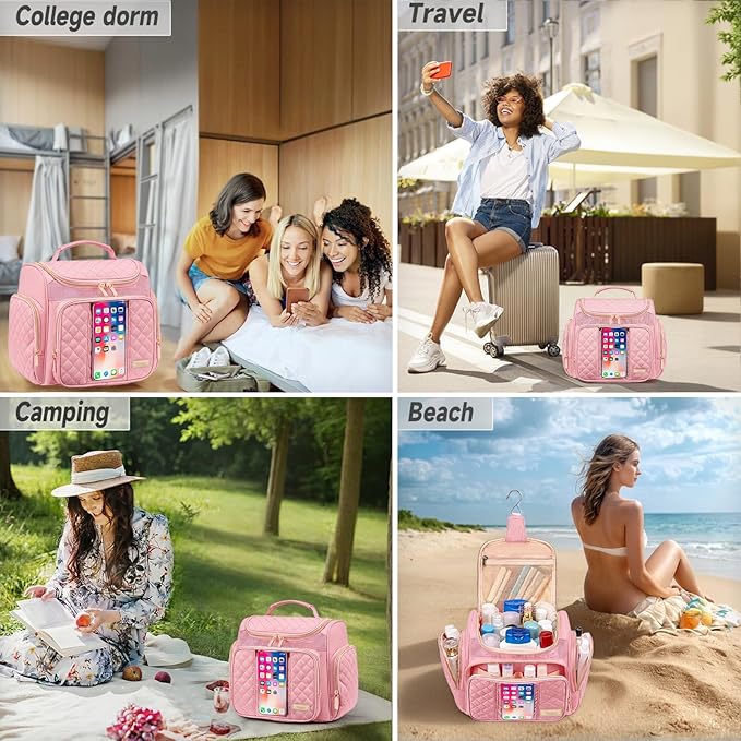 Large Toiletry Bag for Women MenBathroom BagWater Resistant Shower BagMakeup BagPortable Shower Caddy for College DormHanging Travel Toiletry Bag with Transparent Waterproof Phone Pocket