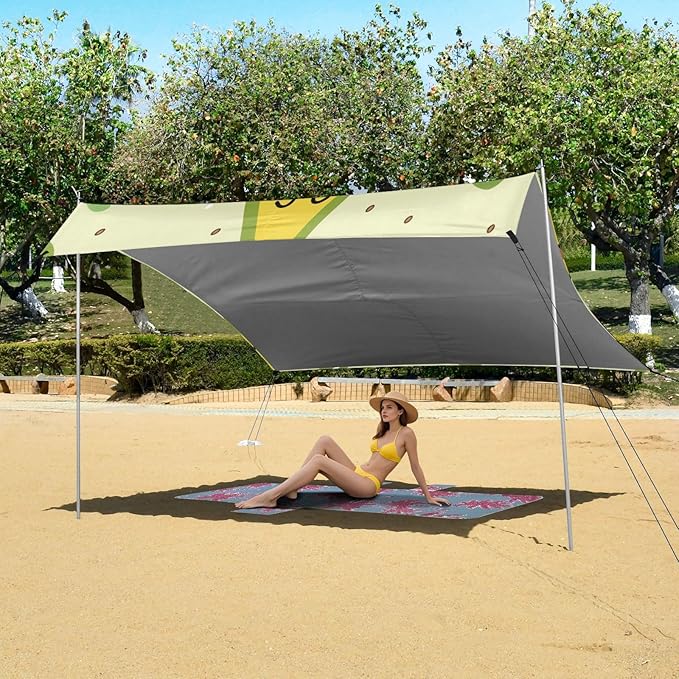 ALAZA Cute Avocado with Dot Beach Tent Sun Shelter Portable Canopy Sunshade for Outdoor Camping Picnics Backyard Fun 10x9 ft