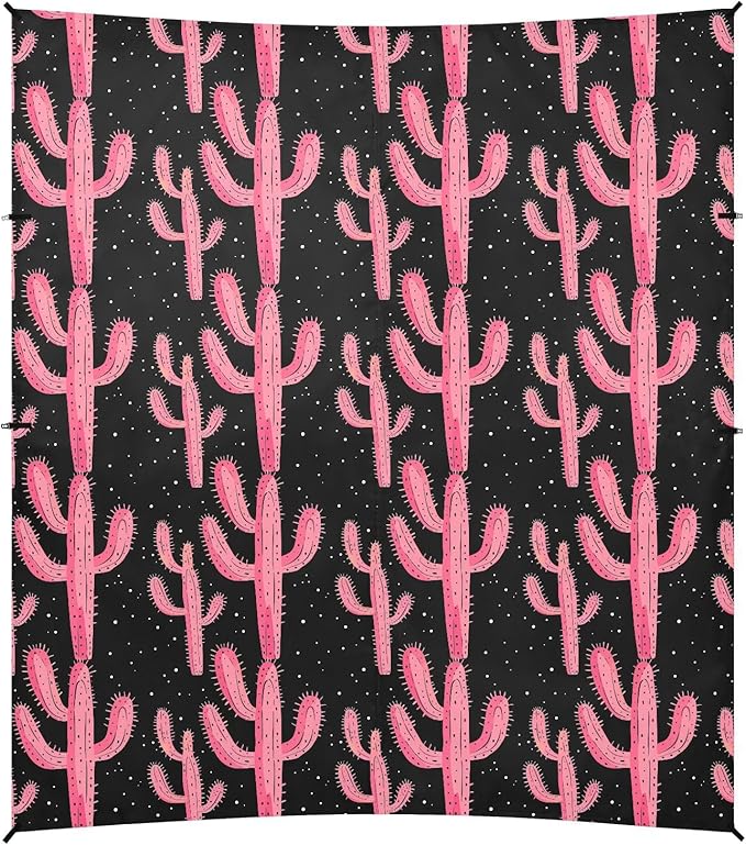 ALAZA Pink Cactus Cacti Beach Tent Sun Shelter UPF50+ Protection Beach Shade Canopy w/ 4 Sandbags for Outdoor Camping Fishing Backyard Fun Picnic 10x9 ft