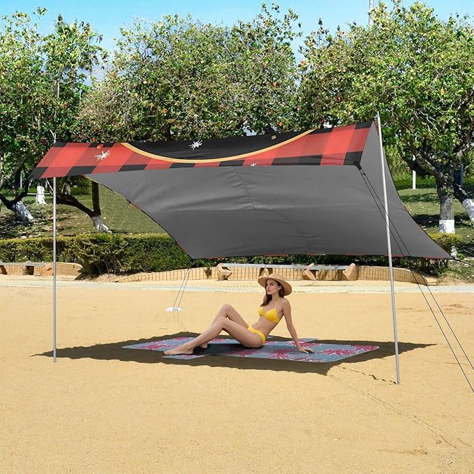 ALAZA Christmas Gnomes Beach Tent Sun Shelter Portable Canopy Sunshade for Outdoor Camping Picnics Backyard Fun 10x9 ft