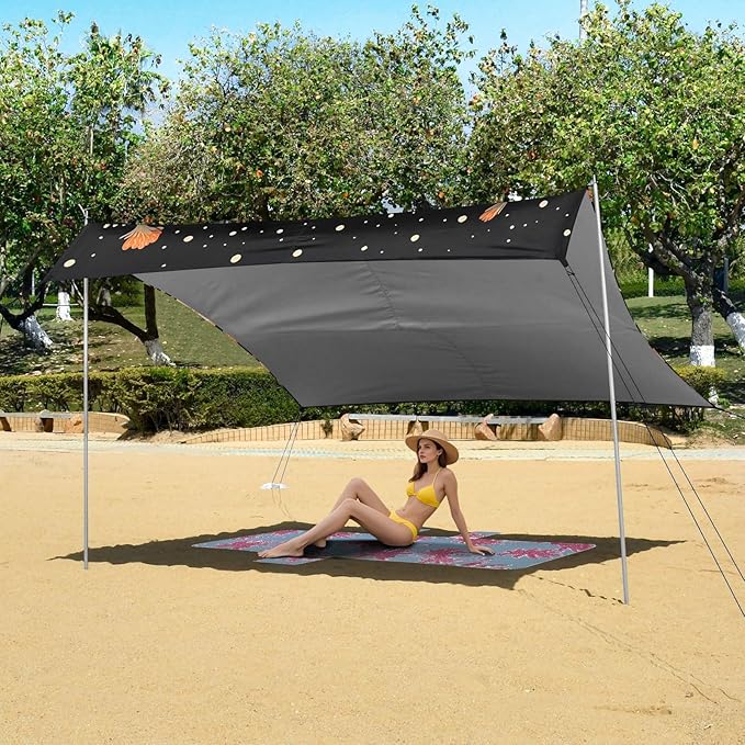 ALAZA Two Foxs Beach Tent Sun Shelter Portable Canopy Sunshade for Outdoor Camping Picnics Backyard Fun 10x9 ft