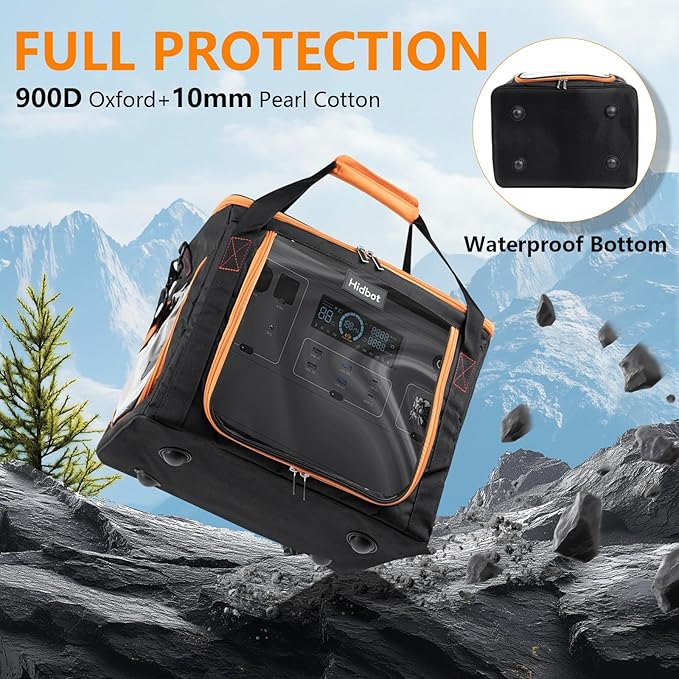 Travel Carrying Case for Anker SOLIX C1000Water-Resistant Protective Power Station Bag for Anker SOLIX C800 &amp C800 Plus with Waterproof Bottom and Front Pockets