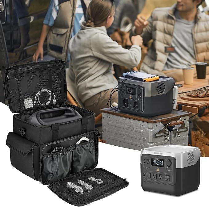 Carrying Case Compatible with Jackery Explorer 500/ECOFLOW River/River Pro/BLUETTI EB3A/GRECELL T500 Portable Power StationWaterproof Travel Storage Bag for Charging Cable and Accessories(Bag Only)