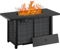 Shintenchi Propane Fire Pits 43″ Outdoor Gas Fire Pit 50000 BTU Rectangle Gas Fire Pit Table with Lava Rocks 2-in-1 Fire Table with Removable Lid CSA-Certified for Outside PatioPartiesBackyard