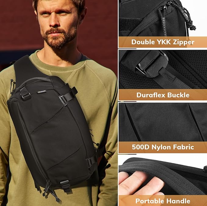 VOTAGOO 13L Tactical Sling Bag - CCW Concealed Carry Military Backpack EDC Lightweight Crossbody Shoulder Pack for Men &amp Women