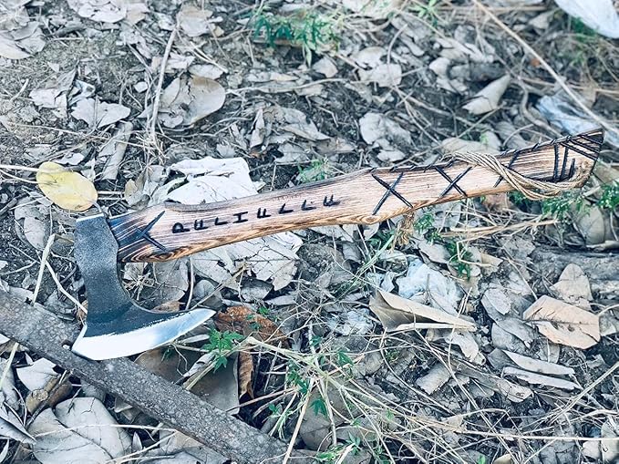Bend D- Custom Handmade Stainless Steel Hatchet Viking Axe Art - Ash Solid Wood Handle