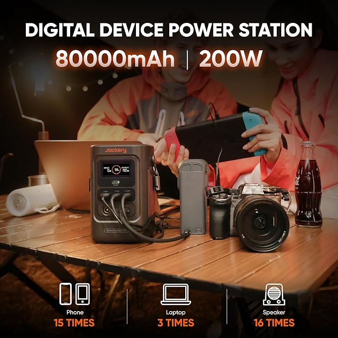 Jackery Portable Power Station Explorer 240D 256Wh Backup Lithium Battery with 102W GaN 3-Port Fast Charger