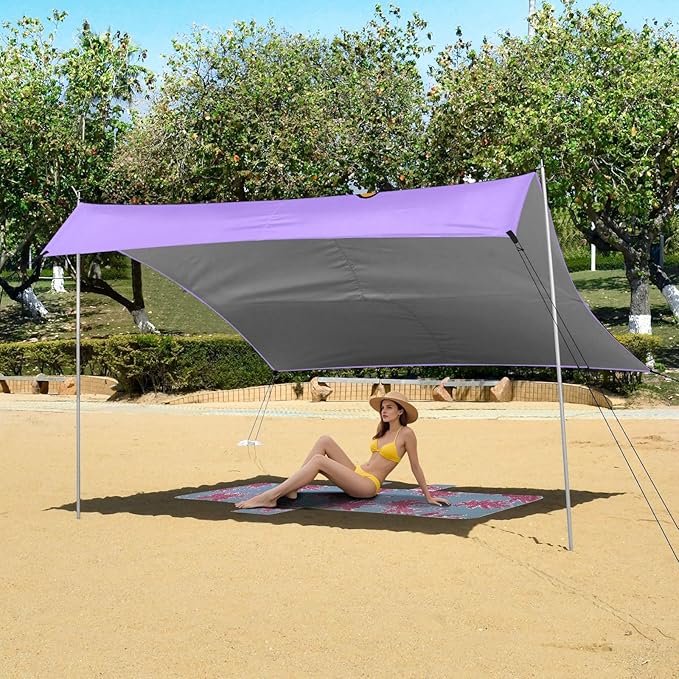 ALAZA Cute Corgi Dog Puppy Beach Tent Sun Shelter UPF50+ Protection Beach Shade Canopy w/ 4 Sandbags for Outdoor Camping Fishing Backyard Fun Picnic 10x9 ft