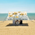 ALAZA Bee Flowers Beach Tent Sun Shelter UPF50+ Protection Beach Shade Canopy w/ 4 Sandbags for Outdoor Camping Fishing Backyard Fun Picnic 10x9 ft