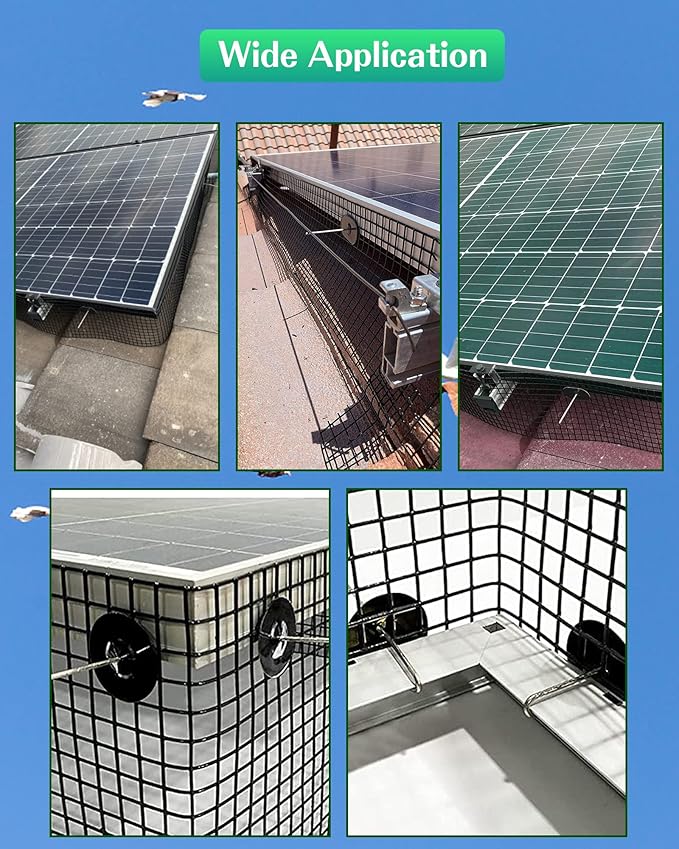 Solar Panel Bird Guard6inx120ft Critter Guard for Solar Panels with 100pcs Fastener ClipsPVC Coated Galvanized Pigeon Solar Panel MeshCritter Guard with PlierGloves for Bird Proofing
