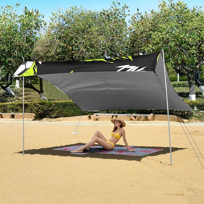 ALAZA Football Stars Football Pattern Beach Tent Sun Shelter Portable Canopy Sunshade for Outdoor Camping Picnics Backyard Fun 10x9 ft