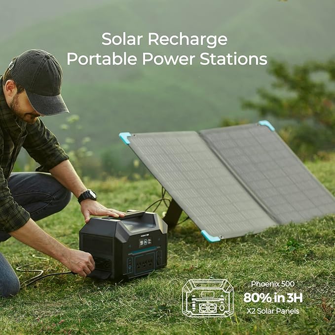 Renogy E Flex 120 Watt Foldable Solar Panel with Adjustable Kickstand and Integrated Carry Handles for Road Trip Camping RV and Fishing