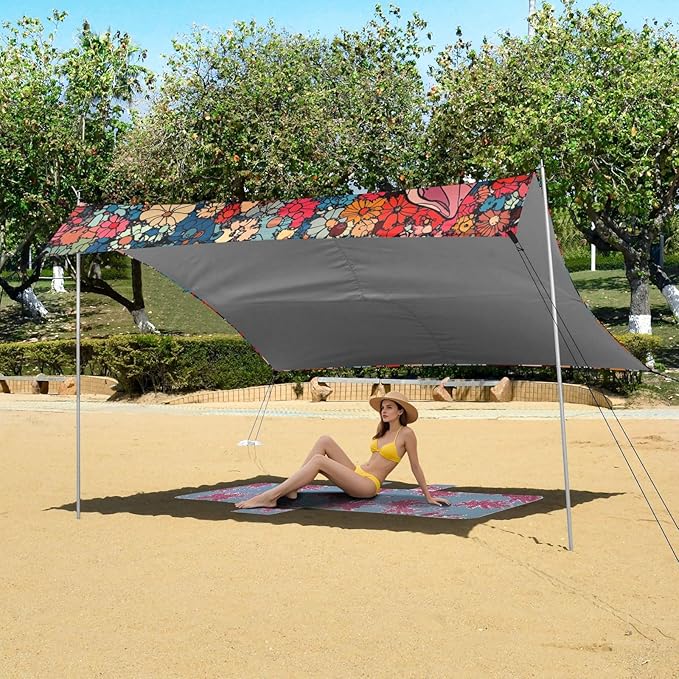 Aesthetic Miniature Pig Foldable Beach Tent UPF50 Lightweight Sun Shelter with Carrying Bag for Camping Picnics Backyard &amp Fishing