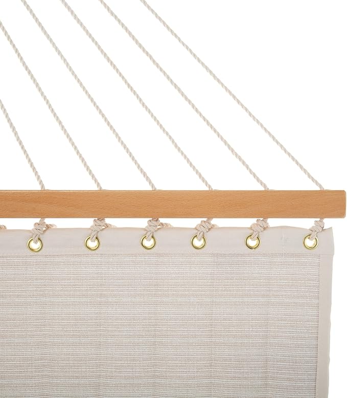 Castaway Living Large Natural Solid Quilted Polyester Hammock – 11.5 ft. x 52 in. 350 lb Capacity Pillow Storage Bag Extension Chains &amp Tree Hooks – Durable Outdoor Lounger