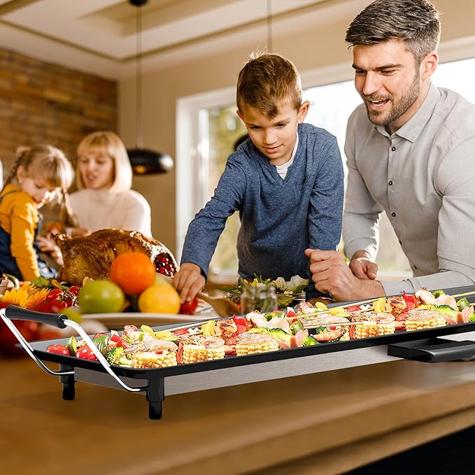 Costzon 35 Electric Griddle 2000W Nonstick Extra Large Griddle Long Table Top Grill w/5-Level Temp &amp Drip Tray Indoor Outdoor Cooking Plates Teppanyaki Grill for Pancake BBQ Camping Gatherin