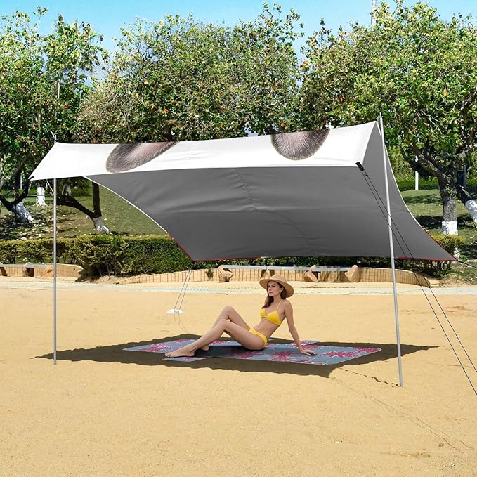 ALAZA French Bulldog Wears A Red Cape Beach Tent Sun Shelter Portable Canopy Sunshade for Outdoor Camping Picnics Backyard Fun 10x9 ft