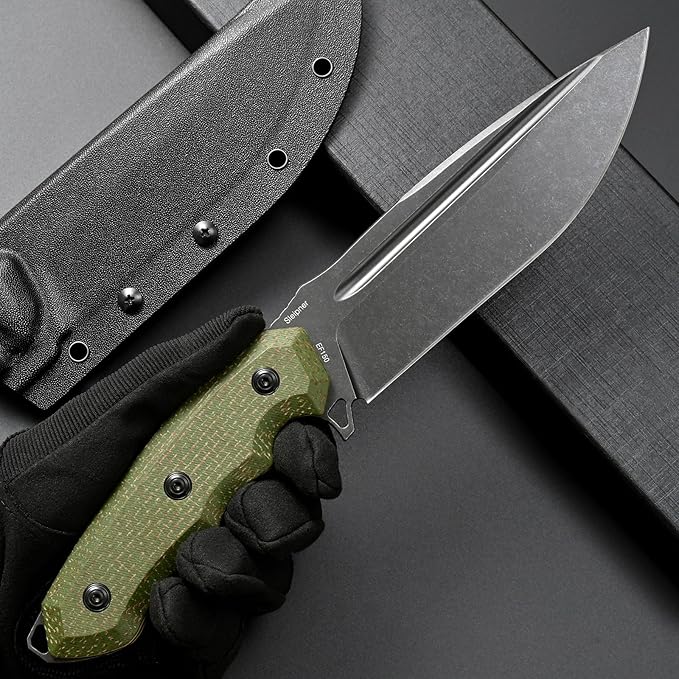 Eafengrow EF150 Fixed Blade Knife Sleipner Steel Blade Micarta Handle Full Tang EDC Tool Straight Knife for Working Camping Survival