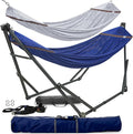 Tranquillo Combo x2 Hammocks with Stand for Outside &amp Tree Straps Heavy Duty Hammock with Stand 600lbs for Indoor Outdoor Patio Backyard x2 Hammocks for 2 Person (Combo - Blue Medium)