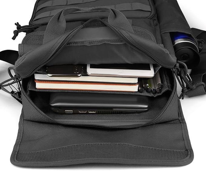 FRTKK Tactical Messenger Bag Military MOLLE Sling Shoulder Pack Briefcase Laptop Assault Gear Handbags Utility Carry Satchel (Black 17.3 inch)